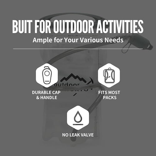 1.5L/2L/3L Hydration Bladder, INOXTO Water Bladder with Water Reservoir Hose Insulator & High Flow Bite Valve for Hiking Backpack, Leak Proof 1.5/2L/3L Water Reservoir for Camping Cycling Running