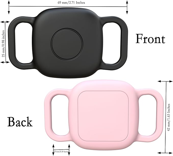 Waterproof Dog Collar Holder for Tile Life360 Mate 2024/2022 Tracker,2 Pack Anti Lost Soft Silicone Case for cat pet Necklace, Protective Cover Accessories for Tile Tracker Finder (Black/Pink)