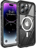 for iPhone 14 Pro Max Waterproof Case - Shockproof, Dustproof, Built-in Screen Protector, Magnetic Ring Black