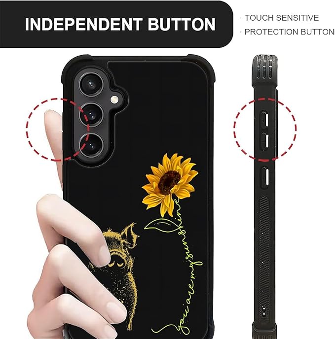 for Samsung Galaxy S23 FE Case, Pig Sunflower Yellow Sunshine Pattern Graphic Design Girl Boy Soft Silicone Hard Acrylic Shock Protection for Samsung Galaxy S23 FE
