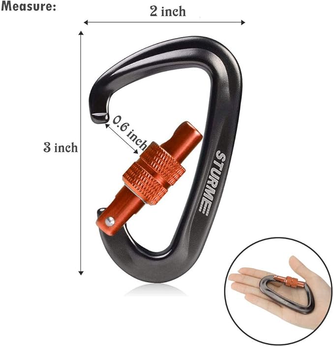 STURME 12kN (2697 lbs) Heavy Duty Locking Carabiner Clips for Outdoor, Camping, Hiking, Securing Pets, Hammock, Dog Leash Harness