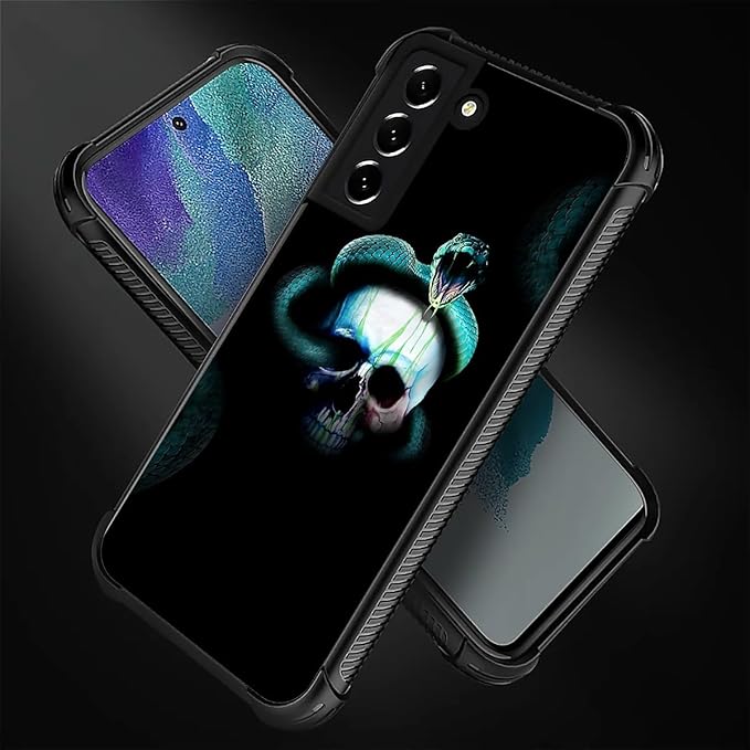 for Samsung Galaxy S21 FE Case, Skeleton Winding Snake Pattern Graphic Design Girl Boy Soft Silicone Hard Acrylic Shock Protection for Samsung Galaxy S21 FE