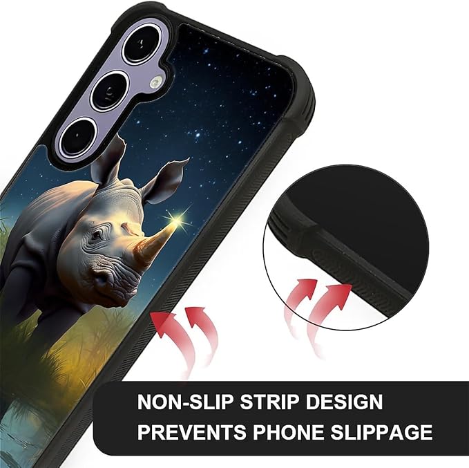 for Samsung Galaxy S24 S25 Case, Rhino Water Marshes Pattern Graphic Design Girl Boy Soft Silicone Hard Acrylic Shock Protection for Samsung Galaxy S24 S25
