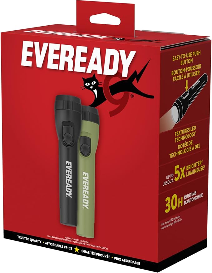 Eveready LED Flashlight (8-Pack) Bright Reliable Flashlights for General Purpose, Great for Camping, Car, Emergency Storm Power Outage Handheld Flashlight (Batteries Included)