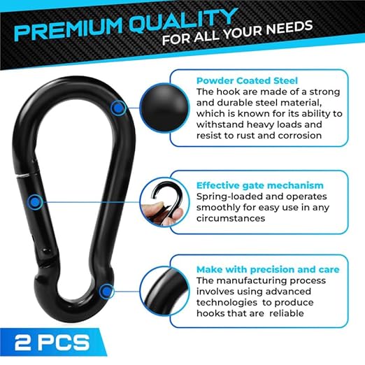 PAMAZY 2Pcs 4In Spring Snap Hooks 700LBS Capacity, Carabiner Clip, Heavy Duty Rope Connector, Quick Link Carabiners Spring Snap Hooks for Indoor & Outdoor Activity, Camping, Climbing, Fishing, Hiking