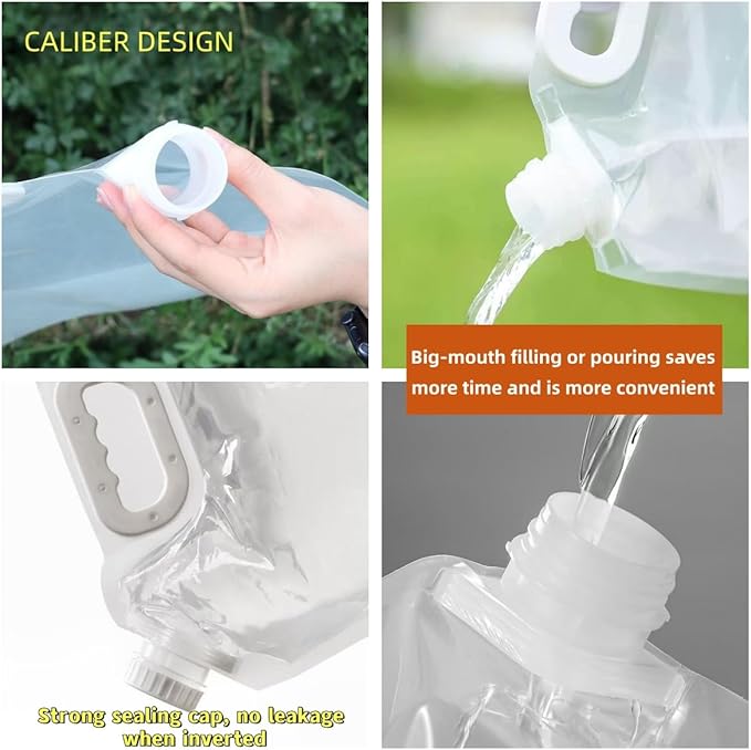 4 Pack 5L BPA Free Collapsible Water Tank Container Portable Lightweight Space Saving Outdoor Folding Water Bag for Sport Hiking Camping Riding Mountaineer