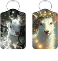 2 Pack Magical White Deer Luggage Tags, Enchanted Forest ID Tags with Privacy Cover, PU Leather Bag Identifiers, Spring & Summer Travel Essentials, Mother's Day