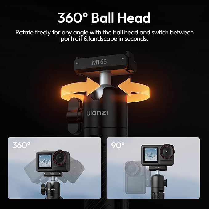 ULANZI MT66 Magnetic Mini Extension Rod Tripod for DJI Osmo Action 5 Pro/4/3/Osmo 360, with Backpack Strap Mount for Vlog Video Recording, Multi-Modes Backpack Clip/Selfie Stick/Handle Grip