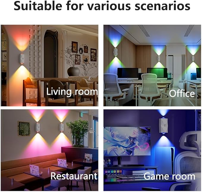 Rechargeable Motion Sensor Night Light, Magnetic RGB Color Changing LED Ambient Lighting, Compact Battery Operated Indoor Wall Light for Hallway, Stairs, Bathroom & Kids Room (USB-C)