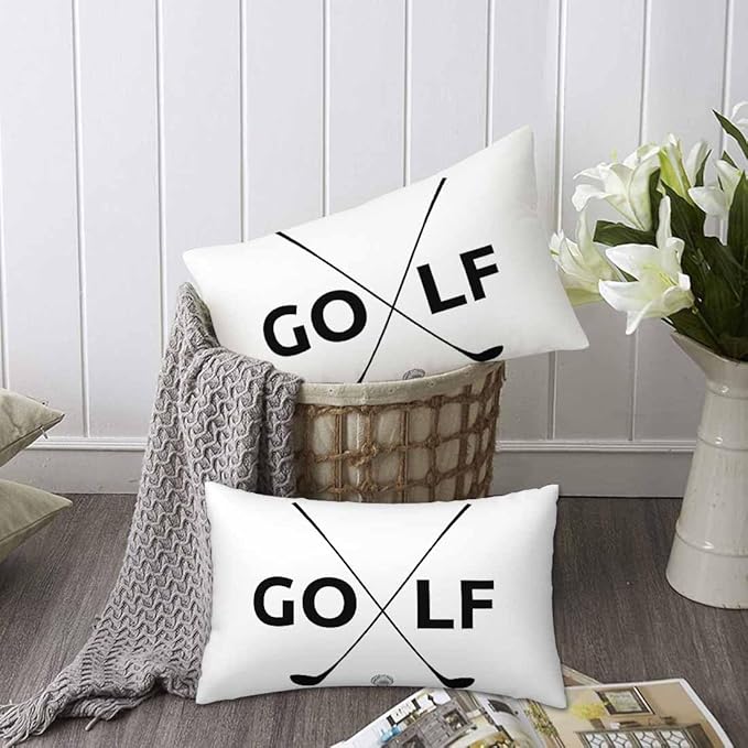 Black Golf Clubs Pillow Covers 12 X 20 Sports Themed Decor Symbol Golf Set of 2 Pillow Cases Velvet Outdoor Throw Cushion Pillowcases Decorative for Home Bed Sofa Couch Hotel