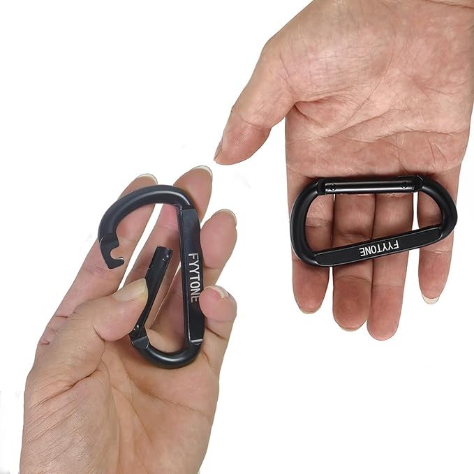 Black Steel Heavy Duty Carabiner Clip, 880 lbs 3" Carabiners D Ring Spring Snap Hooks for Hammocks, Camping, Hiking, Keychains, Outdoors and Gym, Dog Leash.