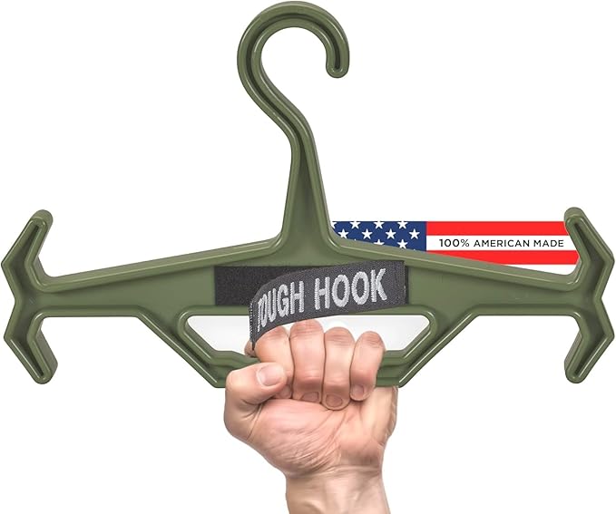 Tough Hook ID Heavy Duty Identification Hanger, USA Made 200 Lb Cap, Plate Carrier, Tactical Gear, Scuba BCD, Anti-Slip Wetsuit & Body Armor Organization System with 1 ID Loop Strip 1 Pack Foliage