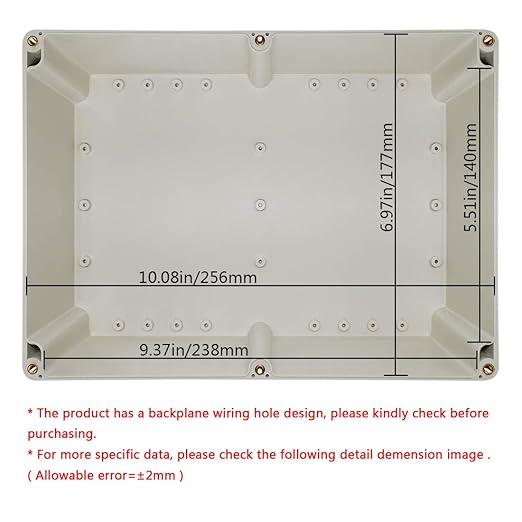 LeMotech ABS Plastic Junction Box Dustproof Waterproof IP65 Electrical Enclosure Box Universal Project Enclosure Grey with PC Transparent Clear Cover 10.4 x 7.2 x 3.7 inch (263 x 182 x 95 mm)