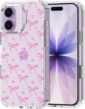 MOSNOVO for iPhone 17 Case | Military Grade 6.6ft Drop Tested | Camera Control | Clear with Bowtiful Love Design