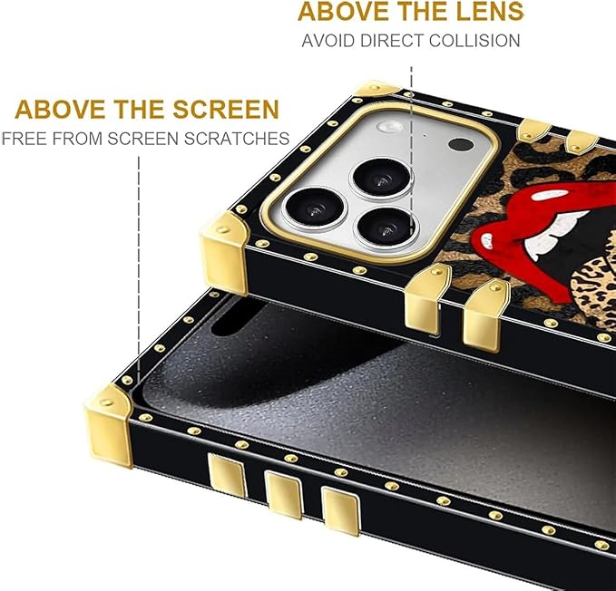 for iPhone 17 Pro Case Luxury Golden Decoration for Girl Women Soft TPU Shockproof Protective Hard PC Back for iPhone 17 Pro Crazy Pattern Brown Leopard Print Mouth