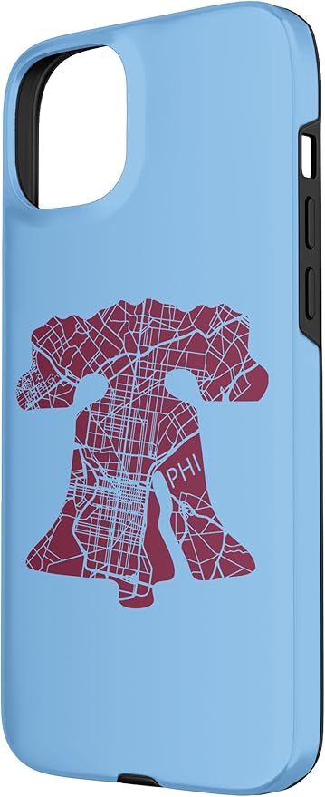 Philadelphia Street Map Liberty Bell Vintage Maroon Philly Case for iPhone 15 Plus