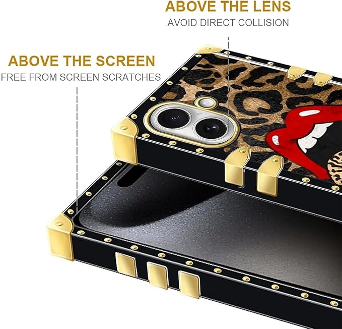 for iPhone 17 Case Luxury Golden Decoration for Girl Women Soft TPU Shockproof Protective Hard PC Back for iPhone 17 Crazy Pattern Brown Leopard Print Mouth