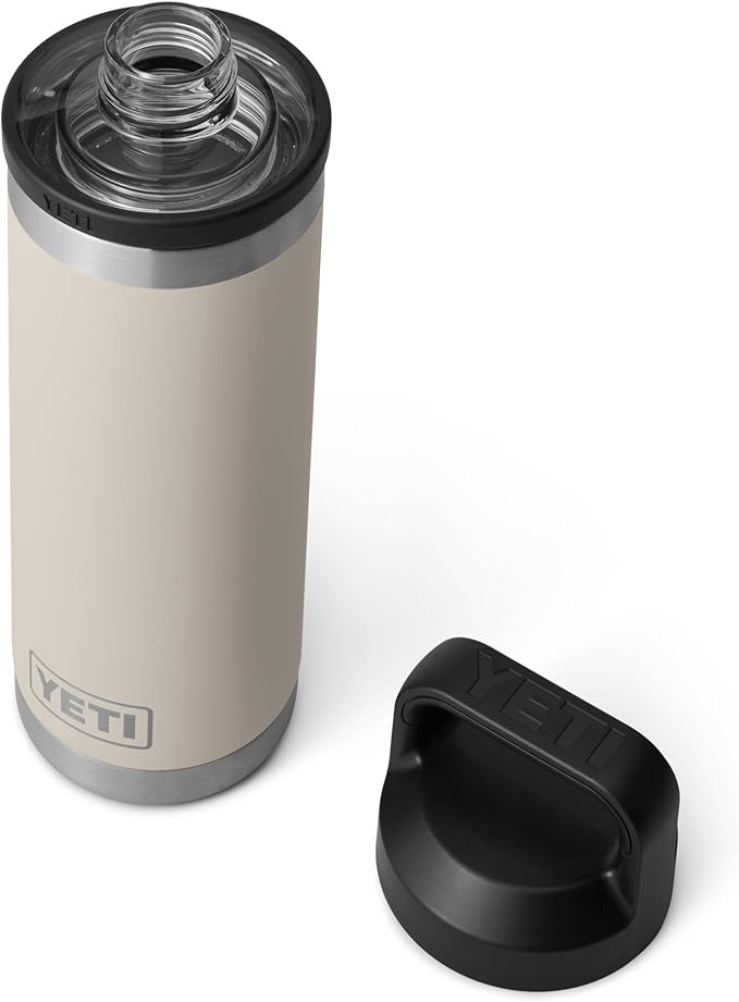 YETI Rambler 18 oz Bottle, Leakproof, Vacuum Insulated, Stainless Steel with Chug Cap, Cape Taupe