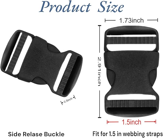 4 Pack 1.5 Inch Buckle Quick Side Release, Heavy Duty Plastic Side Release Buckles for Backpacks, Pet Collars, Paracord Crafts, Luggage & Outdoor Gear