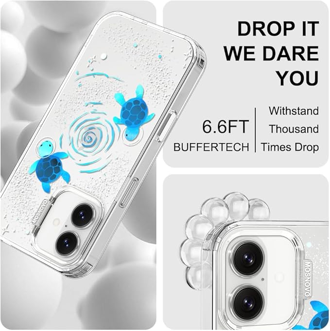 MOSNOVO for iPhone 17 Case | Military Grade 6.6ft Drop Tested | Camera Control | Clear with Space Turtle Design