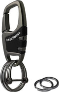 Keychain with Carabiner Clip, 4 Heavy Duty Key Rings and D Ring for Men's Car Key Fob Holder Fits Belt Loops
