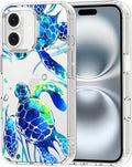 MOSNOVO Case for iPhone 16 Plus, [Buffertech 6.6ft Military-Grade Drop Protection] [Anti Peel Off Tech] Clear TPU Bumper Phone Case Cover Design - Sea Turtles