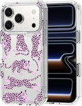 MOSNOVO for iPhone 17 Pro Case | Military Grade 6.6ft Drop Tested | Camera Control | Clear with Pink Leopard Design