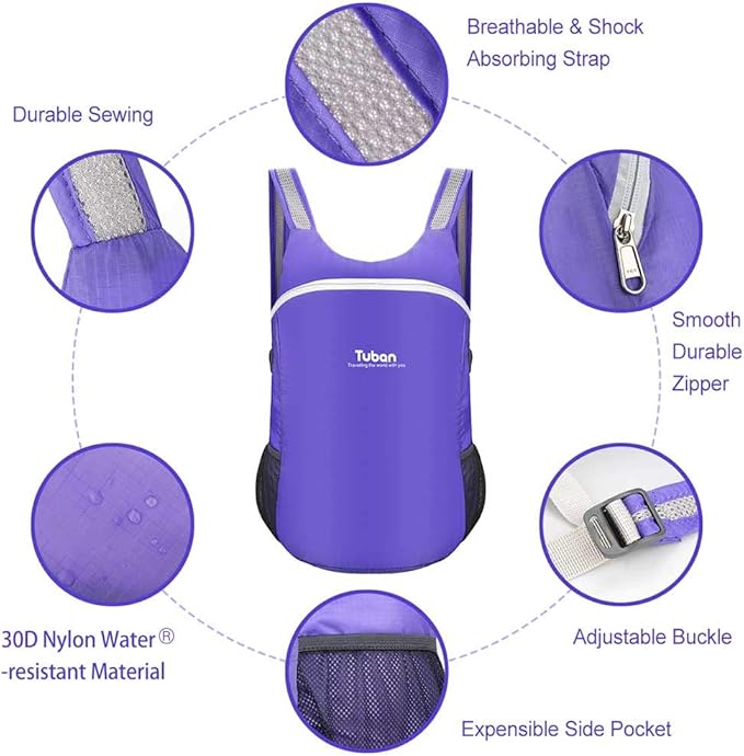 Ultra Lightweight Packable Water Resistant Backpack for Travel Camping Outdoor Hiking Daypack
