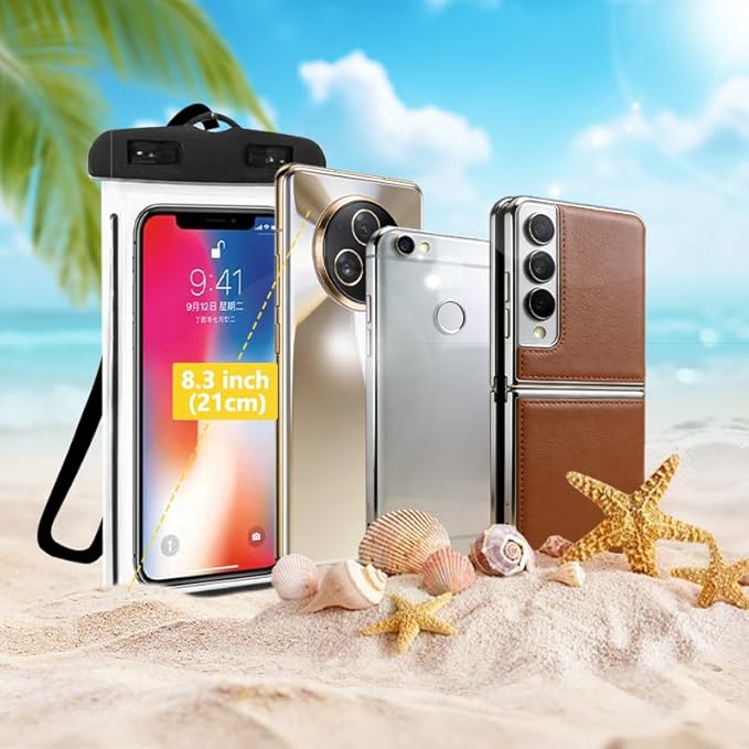 Waterproof Phone Pouch 2 Pack, IPX8 Universal Phone Dry Bag Case Floating Swimsuit Protector for Beach, Travel Essentials, Black+Black