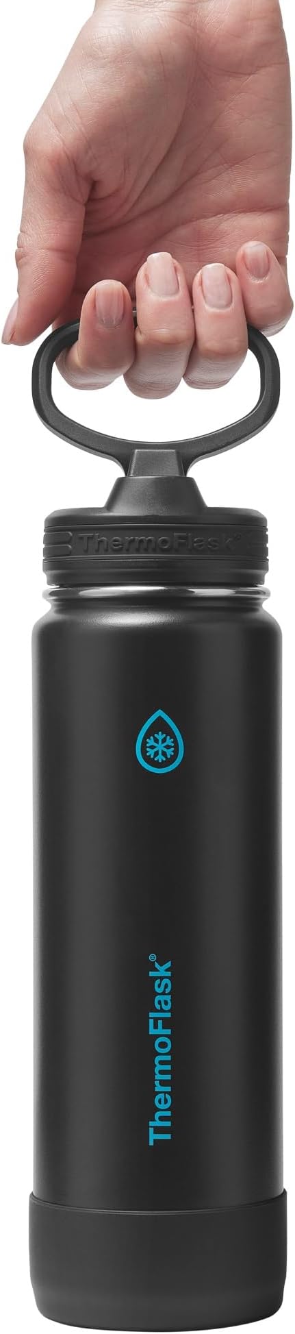 ThermoFlask 24 oz Double Wall Vacuum Insulated Stainless Steel Water Bottle with Straw Lid, Electric Eclipse