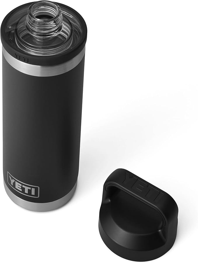 YETI Rambler 18 oz Bottle, Vacuum Insulated, Stainless Steel with Chug Cap, Black