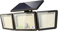 Solar Outdoor Lights Motion Sensor, 2500LM 286 LED Security Flood Lights with Visual Battery & Mode Display, 3 Lighting Modes, IP65 Waterproof 3-Head Wide Angle for Garage, Yard, Patio (1 Pack)