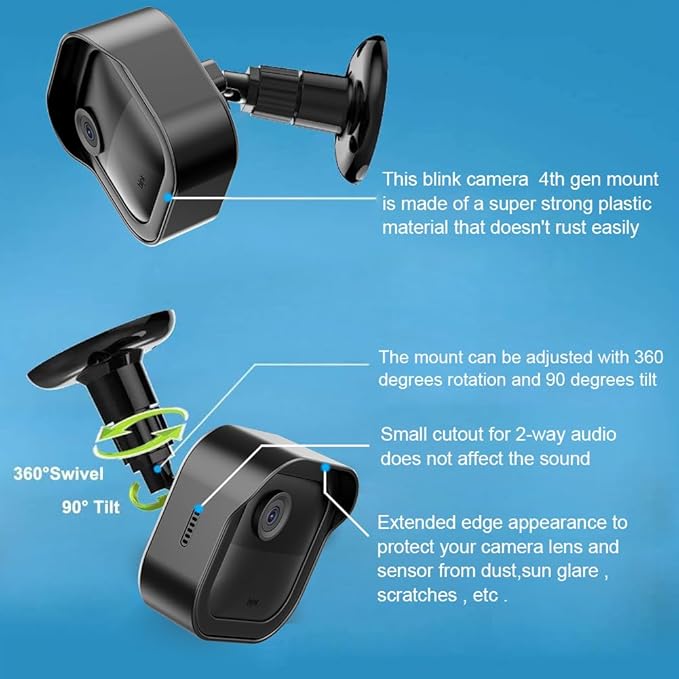 All-New Blink Outdoor Camera Surveillance Mount, 4 Pack Weatherproof Protective Housing and 360 Degree Adjustable Mount for Blink Outdoor 4/Outdoor 2K+/3rd Gen Camera, Black (Camera Not Included)