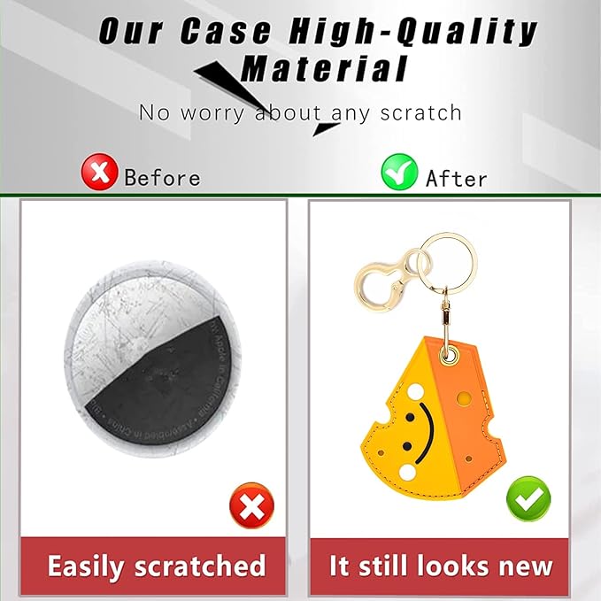 Leather Keychain Holder Case Compatible with AirTag,Cute air tag Cover with Keychain Ring,GPS Tracker Case for Keys