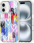 MOSNOVO for iPhone 16 Plus Case, Shockproof Military-Grade Protection 6.6ft Drop Tested, Clear Phone Case for iPhone 16 Plus, Graffiti Hearts Design