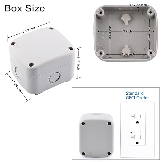 Nineleaf Waterproof Junction Box,IP66 Weatherproof Electrical Project Boxes,3.3 x 2.8 x 2.3 inch,Universal PVC/ABS Plastic Project Enclosure Box,White