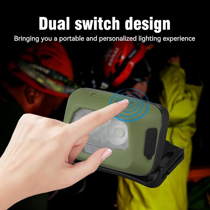 SUNREI Rechargeable Headlamp, Red Led Headlamp, 2200mAh Battery, Motion Sensor, Stepless Dimming, IPX6 Waterproof, 6 Light Modes, Type-C, Lightweight Outdoor Headlamp for Camping, Hiking, Running