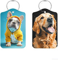 2 Pack Cute Dog Luggage Tags for Suitcases, Golden Retriever & Frenchie ID Tags with Privacy Cover, PU Leather Bag Identifiers, Spring & Summer Travel Essentials, Mother's Day