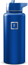IRON °FLASK Camping & Hiking Hydration Flask with Straw, Wide Mouth Insulated Stainless Steel Sports Water Bottle - Twilight Blue 32 oz - Straw (1 Lid)
