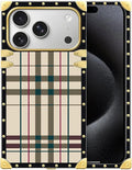 for iPhone 17 Pro Case Luxury Golden Decoration for Girl Women Soft TPU Shockproof Protective Hard PC Back for iPhone 17 Pro Crazy Pattern Black Red Beige Stripes