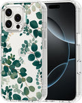 MOSNOVO Case for iPhone 16 Pro Max, [Buffertech 6.6ft Military-Grade Drop Protection] [Anti Peel Off Tech] Clear TPU Bumper Phone Case Cover Design - Eucalyptus