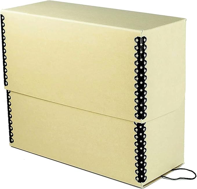 Lineco Archival Document Storage Box with Metal Edge, Acid-Free Tan Boxboard, Organize and Store Files, Prints, Photos, Letter-Sized Case 12.5" x 10.5" x 5" Wide, Pack of 2