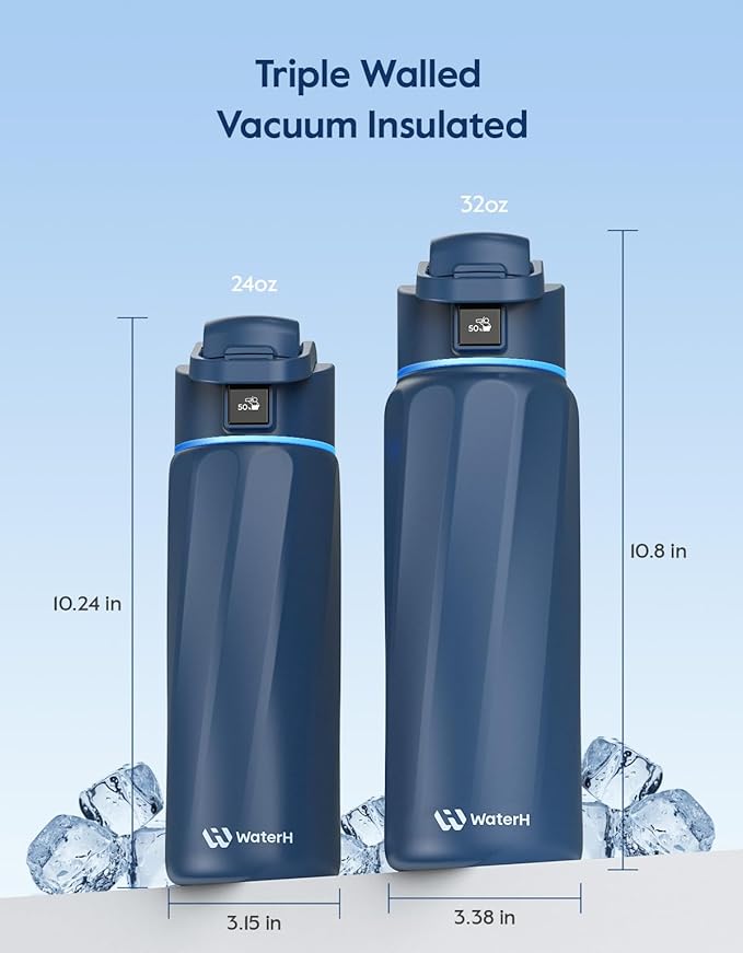 BOOST Smart Water Bottle with Reminder & Tracker, Double Wall Vacuum Insulated Bottles Stainless Steel, 32oz BPA-Free Wide Mouth for School, Gym, Office, Ideal for Mother's Day