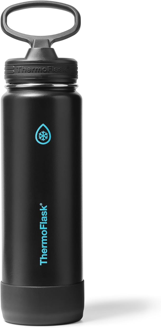 ThermoFlask 24 oz Double Wall Vacuum Insulated Stainless Steel Water Bottle with Straw Lid, Electric Eclipse