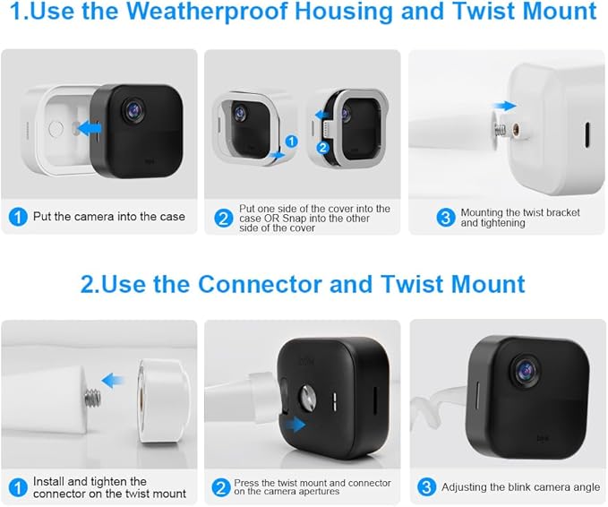 All-New Flexible Twist Mount for Blink Outdoor 4 /3rd Gen/Outdoor 2K+ Camera, with Weatherproof Protective Housing and Blink Sync Module Outlet Wall Mount (White)