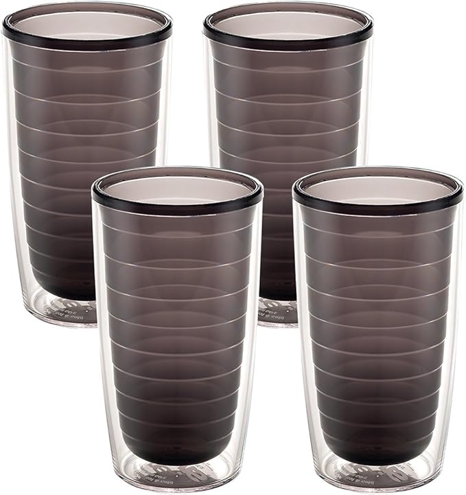 Tervis Clear & Colorful Tabletop Made in USA Double Walled Insulated Tumbler Travel Cup Keeps Drinks Cold & Hot, 16oz - 4pk, Quartz