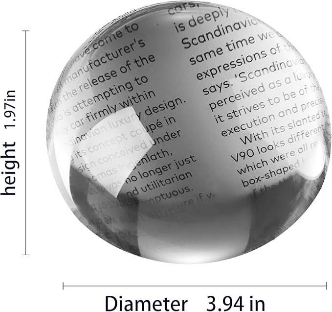 6X Crystal Dome Magnifier Paperweight, 4 Inch Large Dome Reading Magnifying Glass with Gift Box, Desktop Paperweight Magnifier for Books, Maps, Documents, Crafts & Seniors (4 Inch)