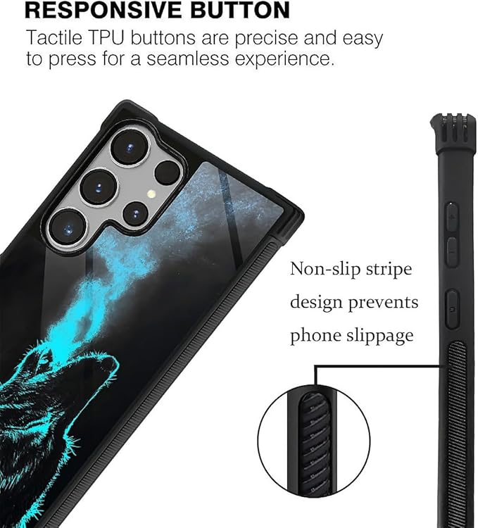 for Samsung Galaxy S26 Ultra Case,Graphic Design for Girl Boy Soft Silicone Hard Acrylic Shock Protection Designed for Samsung Galaxy S26 Ultra Blue Breathing Wolf Pattern