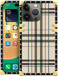 Compatible with iPhone 14 Pro Max Case, Black Red Beige Stripes Luxury Golden Decoration for Girl Women Soft TPU Shockproof Protective Hard PC Back for iPhone 14 Pro Max