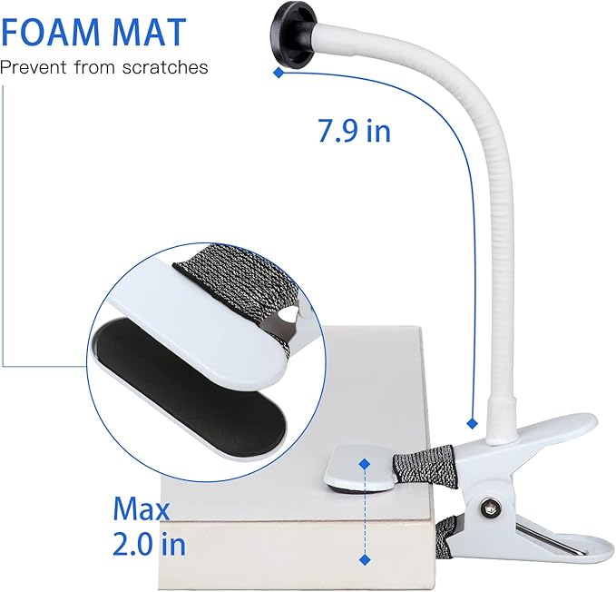 iTODOS 2 Pack Flexible Clip Clamp Mount - Compatible with Blink Mini, Outdoor (3rd Gen) XT3, XT, XT2, Indoor - 8 Inch Flexible Gooseneck Arm - Attach Camera Anywhere